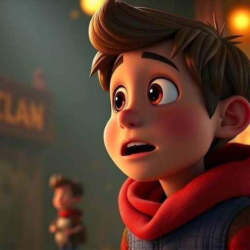 アニメーション映画のキャラクターの感情を表現する声優の演技と効果音